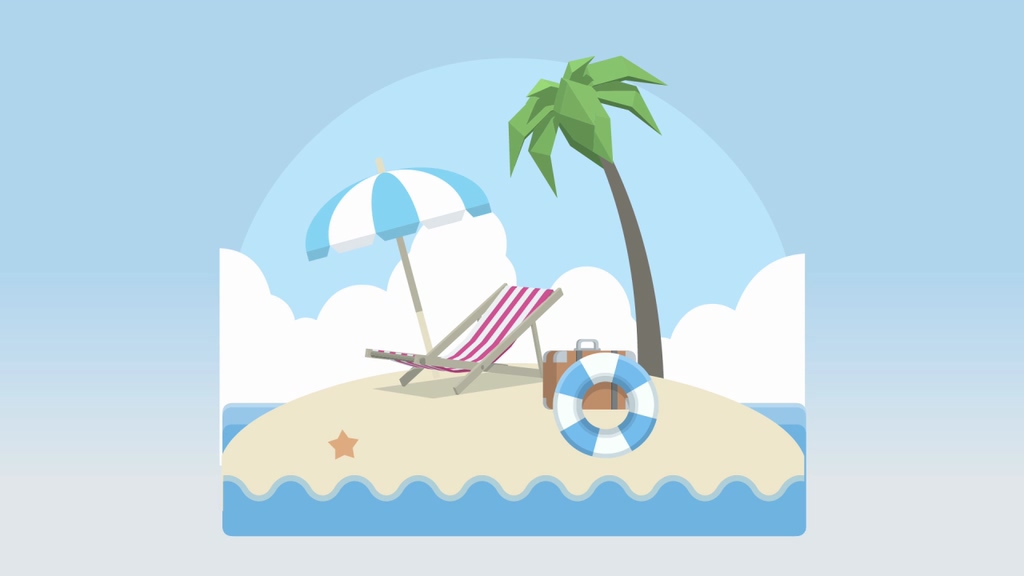 沙滩场景休闲海岛椰子树遮阳伞